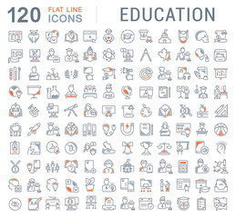 Wall Mural - set vector line icons of education.