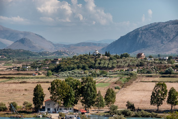 Wall Mural - Landscape from top of  Butrint ancient city in Albania