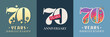 70 years anniversary celebration set of vector icon, logo