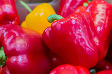 red and yellow bell pepper, close-up