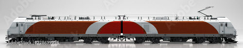 Fotomural Motrice treno, tram, vagone ferroviario, illustrazione 3d