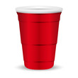 © Сергей Байбак - Red party cup realistic 3d vector illustration. Disposable plastic or paper container mockup for drinks and fun games isolated on white background.