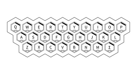 Wall Mural - Futuristic keyboard concept with buttons in hexagon shape isolated on white