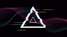 Triangle With Glitch Effect. Vector Background.