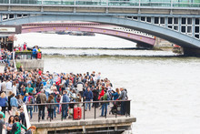 Big Crowd Of Tourists On London's South Bank.