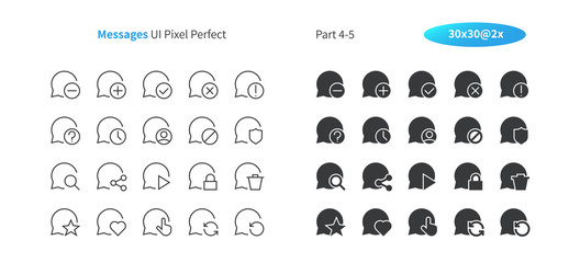 Fototapete - messages ui pixel perfect well-crafted vector thin line and solid icons 30 2x grid for web graphics 
