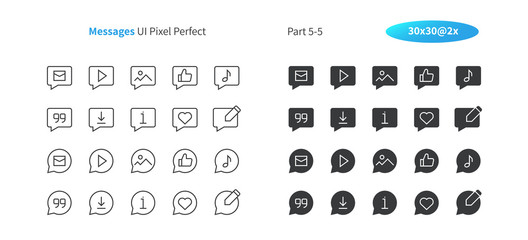 Fototapete - messages ui pixel perfect well-crafted vector thin line and solid icons 30 2x grid for web graphics 