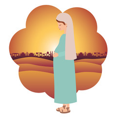 Wall Mural - cute mary virgin pregnancy character