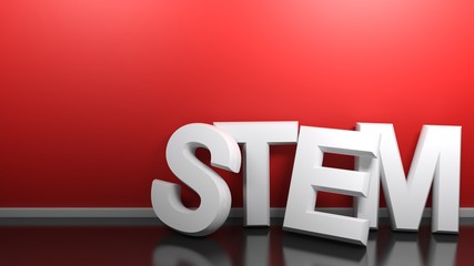 Poster - STEM white write at red wall - 3D rendering