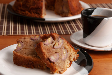 banana cake and coffee