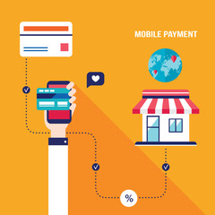 Mobile payment Online shopping and e-commerce concept Vector illustration