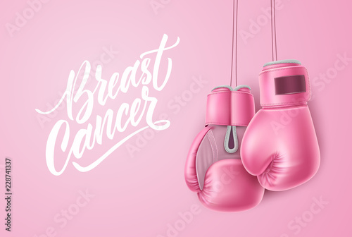 Cuadros en Lienzo Vector breast cancer awareness pink box glove