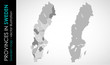 Vector map of Sweden province gray color 