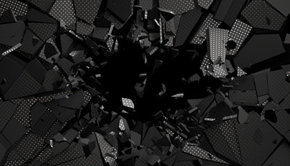 Poster - Abstract 3d rendering of cracked surface. Modern background design, wall destruction