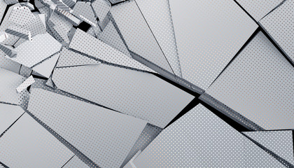 Poster - Abstract 3d rendering of cracked surface. Modern background design, wall destruction