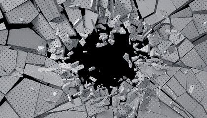 Poster - Abstract 3d rendering of cracked surface. Modern background design, wall destruction