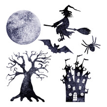 Halloween Watercolor Silhouettes Set