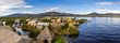 Panorama über den Titicacasee zwischen den schwimmenden Dörfern der Uros in Peru