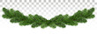 Christmas background with garland, New Year decoration with fir branches, beads and holly berry. A broad garland of pine branches. New Year. Vector. Eps10.