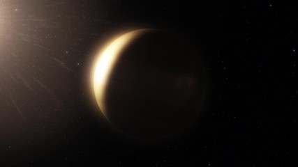 Poster - Deep Space Planets In Solar System. Stars in the sky. Uninhabited planet in deep space. Animation of planet