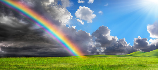 Rainbow In Rural Landscape - Calm After Storm
