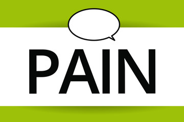 Word writing text Pain. Business concept for Highly nasty physical sensation caused by illness Mental suffering.