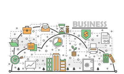 Poster - vector thin line art business poster banner template