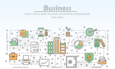 Poster - vector thin line art business poster banner template