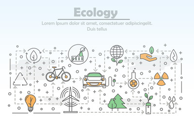 Wall Mural - Vector thin line art ecology poster banner template