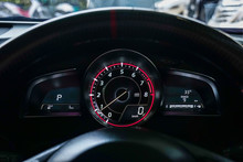  Speed Meter Is Gauge That Measurement And Display,Closeup Dashboard Of Mileage Car With Light Red