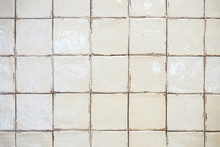 White Old Dirty Tile Wall In The Bathroom, Did Not Clean Yet.