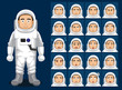 Astronaut Cartoon Character Emotion faces