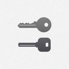 Poster - keys icons set. On grid background