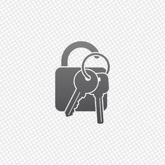 Poster - unlock and keys icon. On grid background
