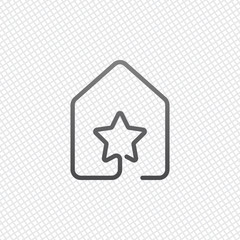 Poster - house with star icon. line style. On grid background