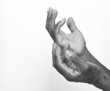 Praying Hands In Black And White Stock Photo