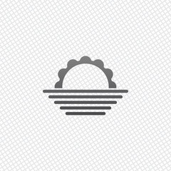 Poster - sunrise. simple weather icon. On grid background