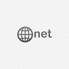 Poster - one of main domains, globe and net. On grid background