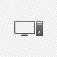 Poster - Personal computer, pc. System unit and monitor. On grid backgrou