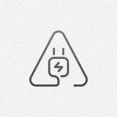 Poster - Electric power plug in warning triangle. Simple linear icon with