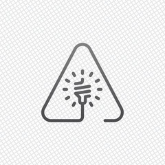 Poster - Led lamp in warning triangle. Linear icon with thin outline. One