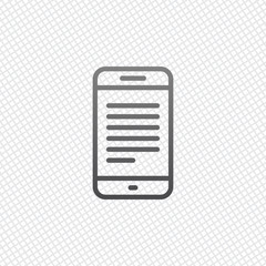 Poster - Mobile phone with text on screen. Simple linear icon with thin o