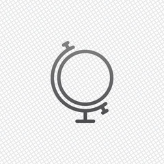 Poster - Simple globe. Linear icon, thin outline. On grid background