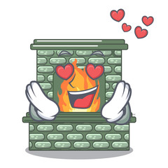 Sticker - In love cartoon stone fireplace with the flame