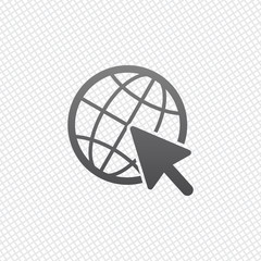 Poster - Globe and arrow icon. On grid background