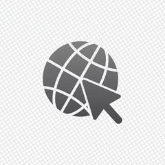 Poster - Globe and arrow icon. On grid background