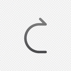 Poster - Simple arrow, forward. Linear, thin outline. On grid background