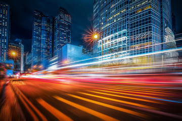 Canvas Print - Motion speed lighting in the city