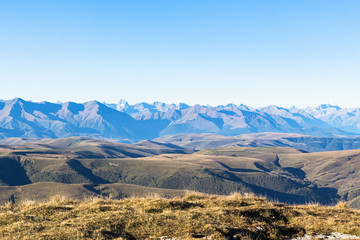 Canvas Print - view of Caucasus mountain range from Bermamyt