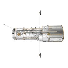 Hubble Space Telescope Isolated On White Backgrouns. 3D Illustration, Front View